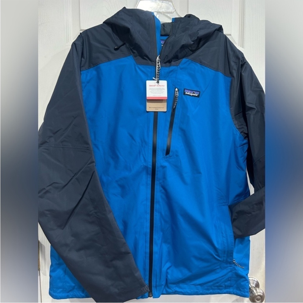 Patagonia Men's Large Insulated Powder Town Snow Jacket Ski Snowboard Blue Nwt